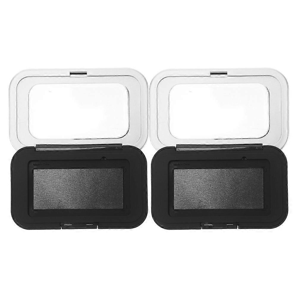 Cosmetics Storage Box Eyeshadow Blush Palette Women Black Rectangular Shape Makeup Storage 2Pcs