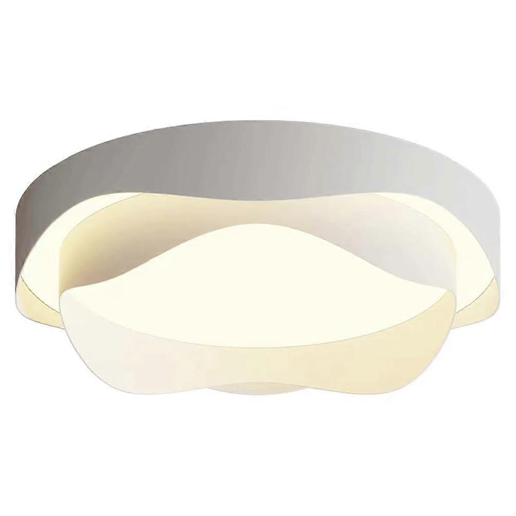 LED Flush Mount Ceiling Light 19.7in White UltraThin Nordic Design with Tricolor Dimming