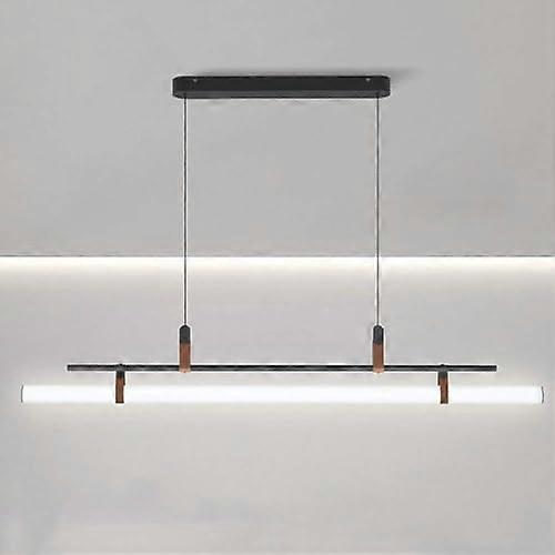 LED Pendant Light with Adjustable Temperature, Black Linear Design for Modern Kitchen Island, 80cm