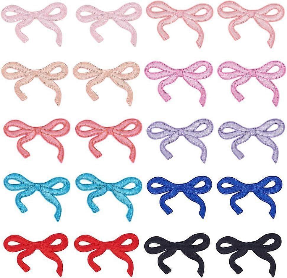10 Color 20Pcs Embroidered Patches Colorful Iron on Patches Small Cute Bowknot Sewing Patch Appliques Repair Patch for DIY Clothes Jeans Hats Backpack
