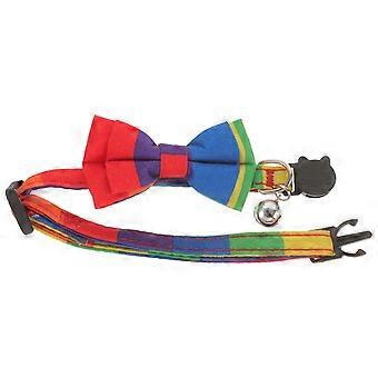 Rainbow Collar for Dogs Adjustable Bow Tie Pet Collar 2Pcs Multi Fabric