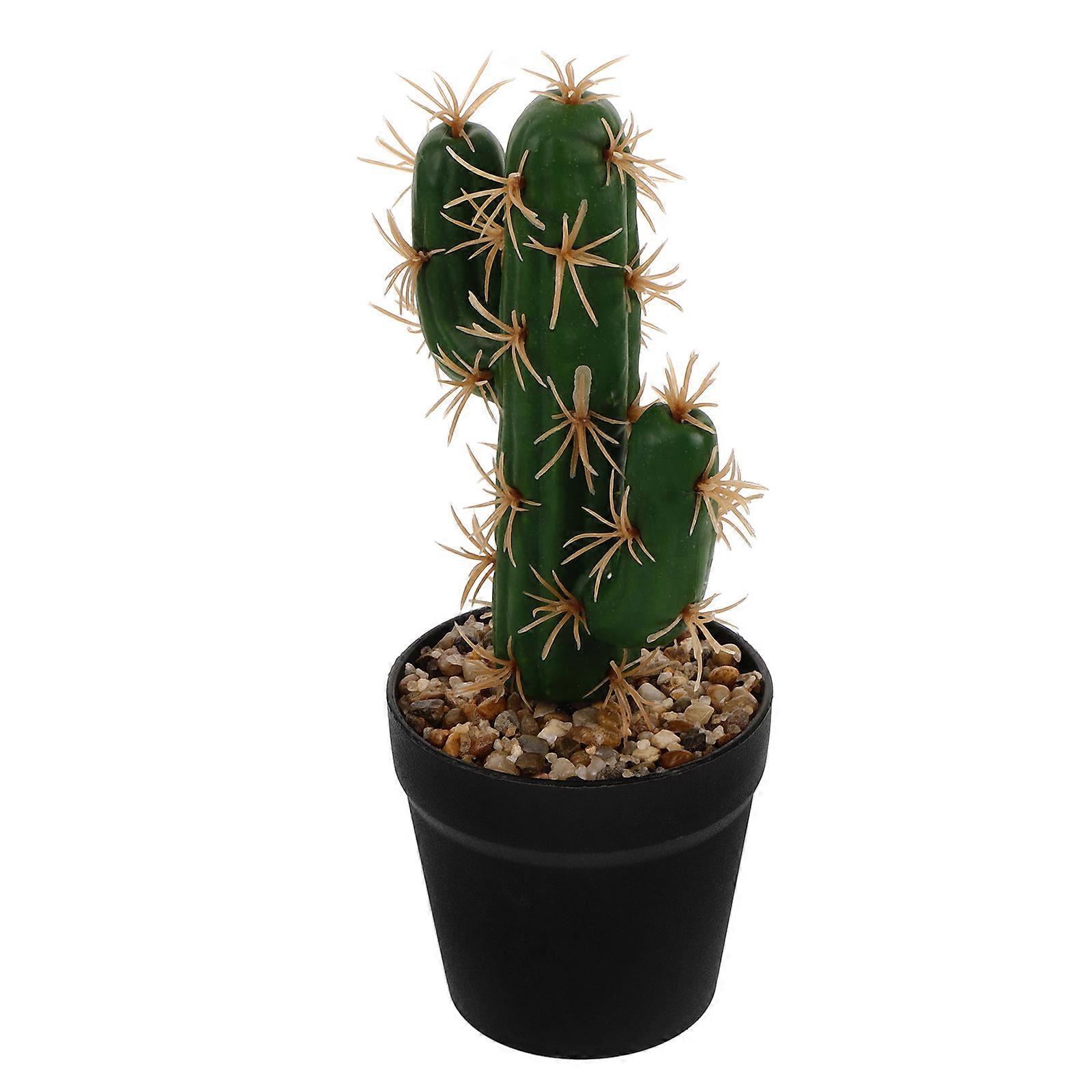 Dark Green Artificial Cactus for Decoration Plastic Potted Plant