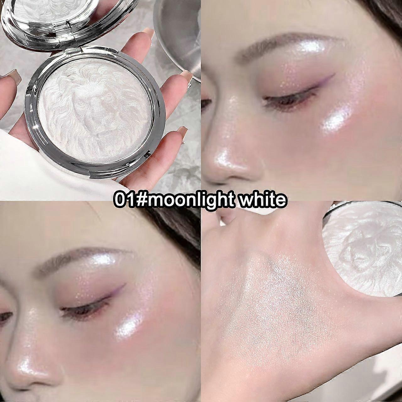 Three-Color Lion Shiny Highlight Soft And Delicate Powder Clear Pearlescent Glitter High Gloss Cream Makeup Pressed Powder