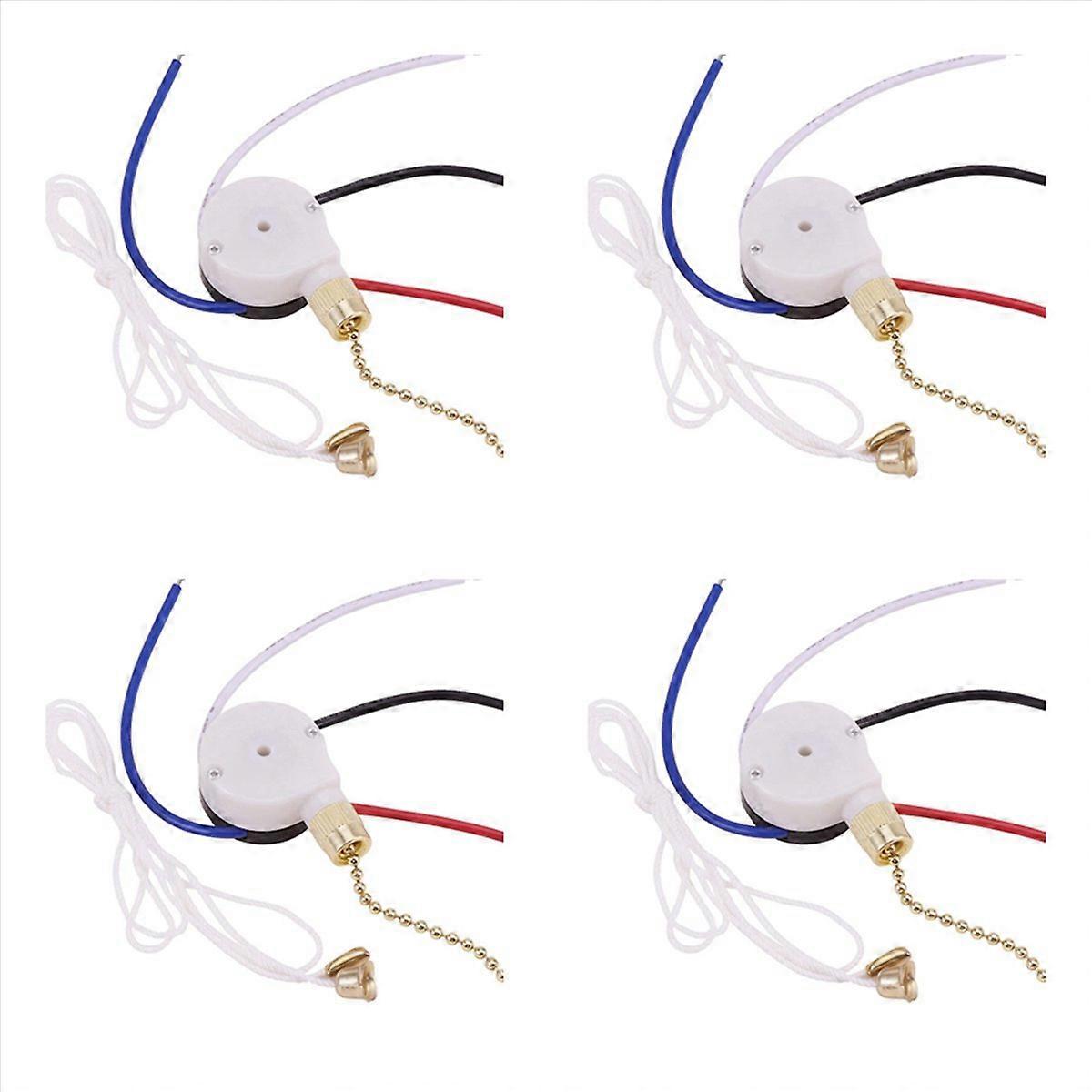 Ceiling Fan Switch Kit 3 Speed 4 Wire,ZE-208S Pull Wire Switch Gold