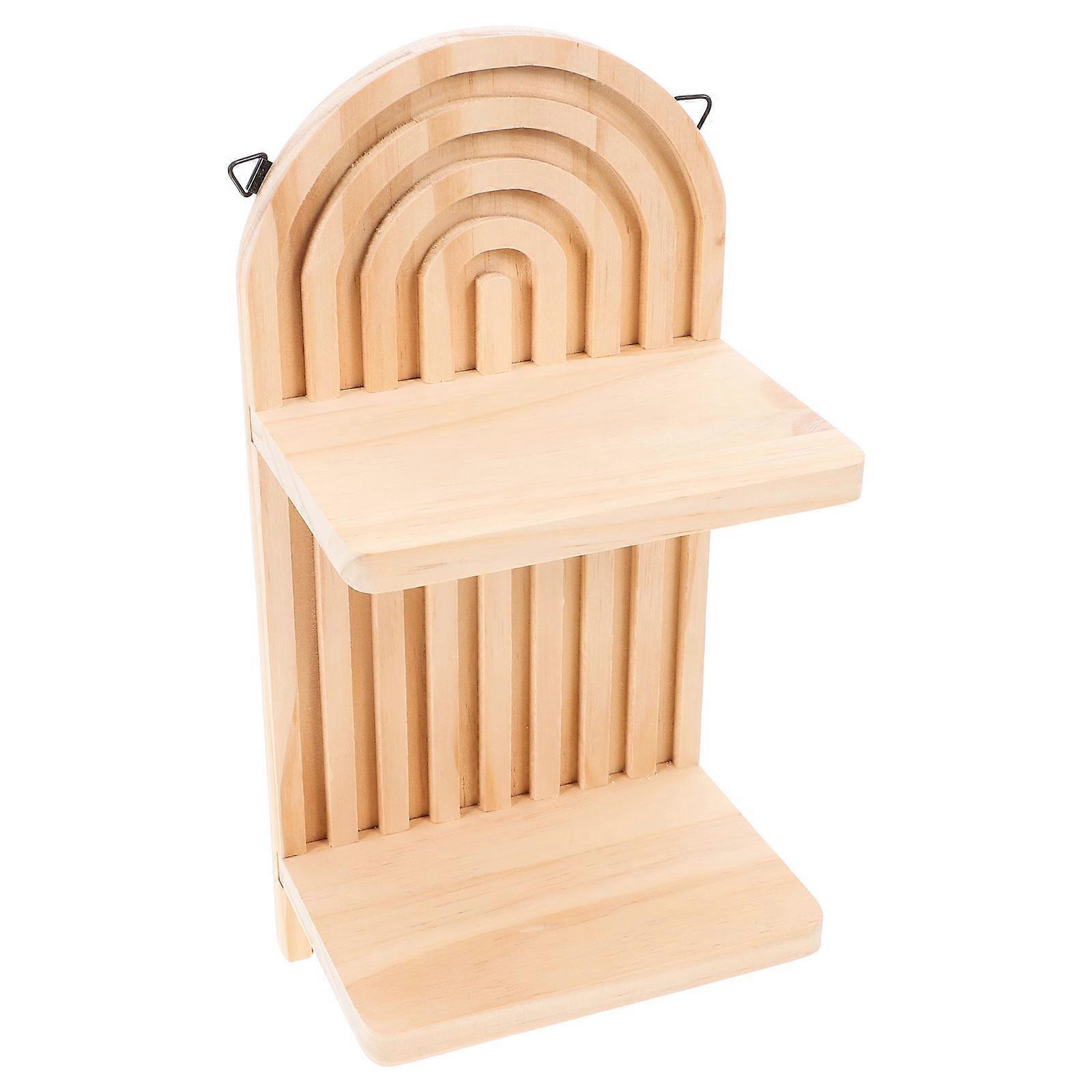 Bathroom Floating Shelf for Storage Wooden Wall Mounted Double Layer