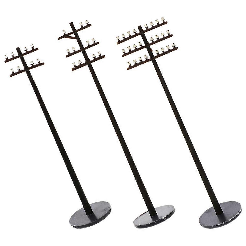 Model Train Scenery DIY Miniature Telegraph Poles for Decoration 3Pcs