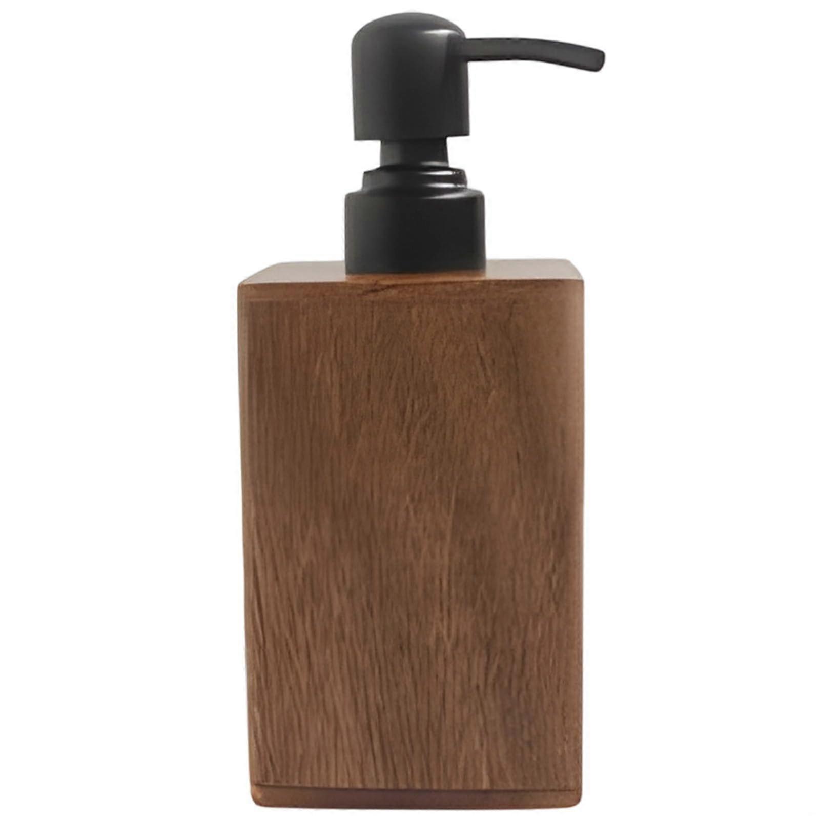 Solid Walnut Hand Soap Dispenser 400ml with Stainless Steel Pump for Bathroom Lotion
