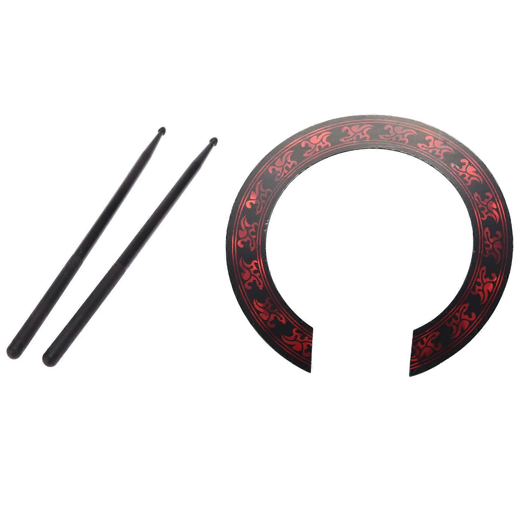 2x 5A Nylon Drumsticks Stick for Drum Set & 1 Pcs Soundhole Rosette Decal Sticker with Red Pattern