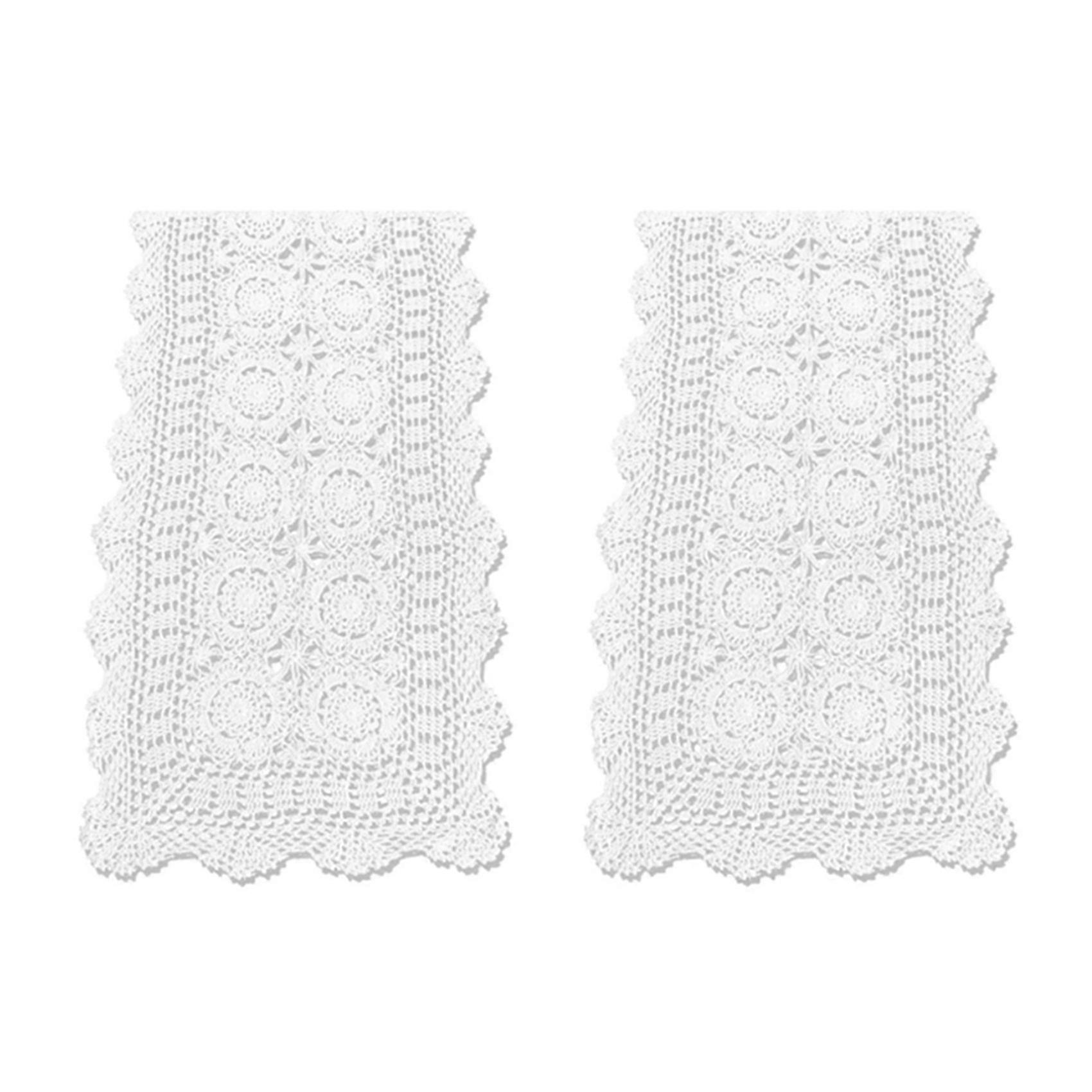 2X Cotton Handmade Crochet Lace Table Runner White Rectangle Coffee Table Dresser Decor