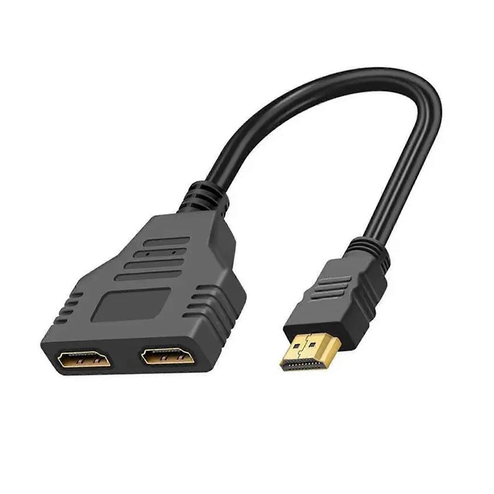 HDMI Splitter 1 in 2 Out Dual Port 1080P Adapter with GoldPlated Connectors for TV Laptop Monitor