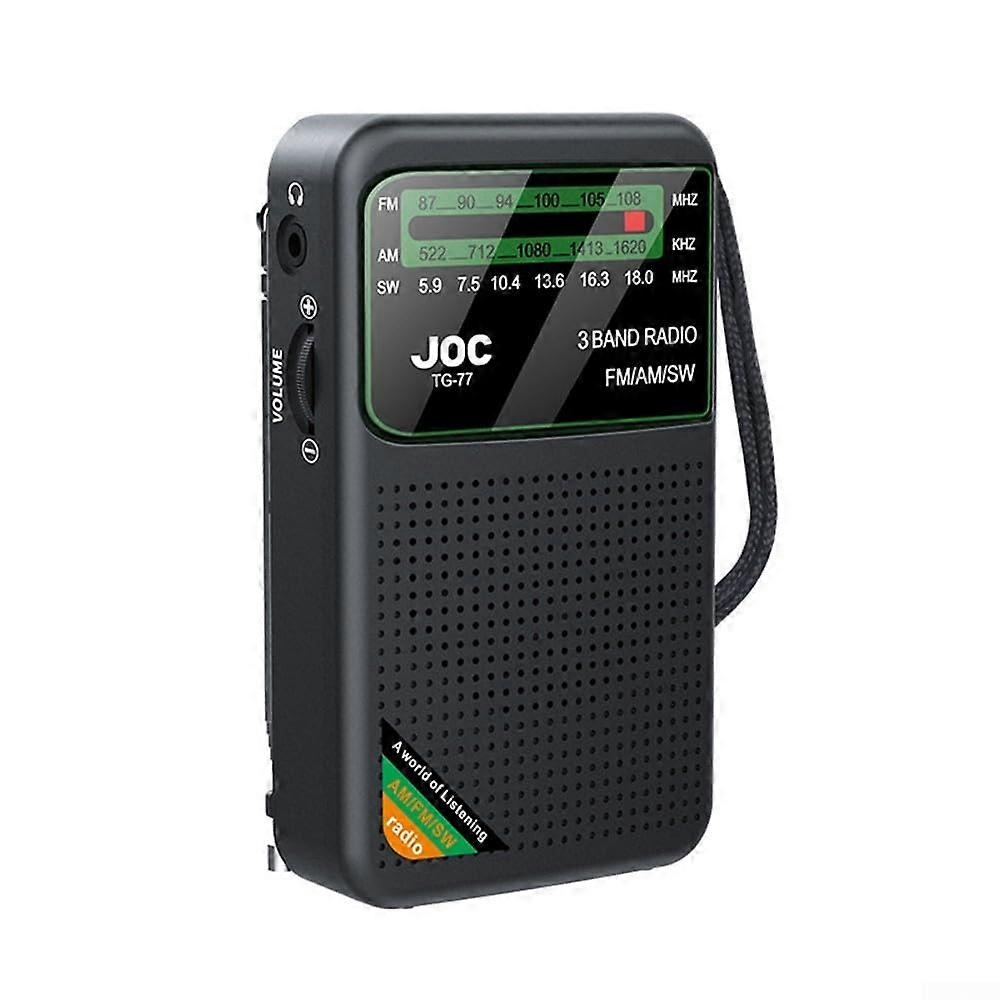 Compact Portable Radio With AM/FM/SW Bands, 3W Speaker, 1000mAh Rechargeable Battery, TypeC Charging, Black