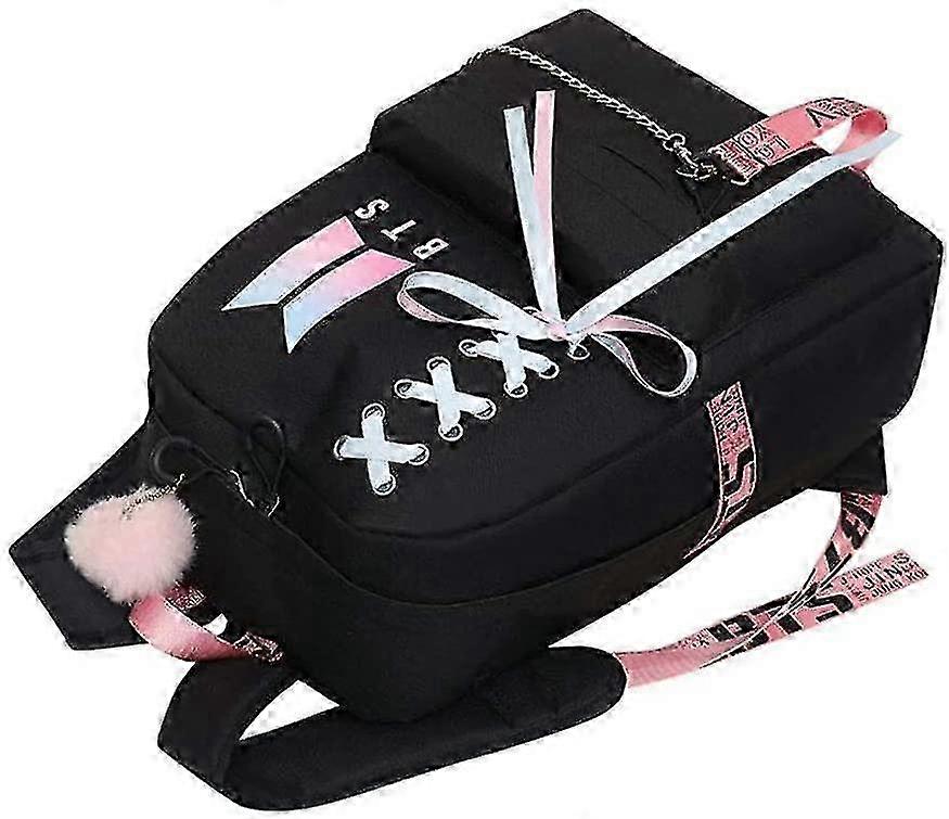 Middle School Student Backpack, B-t-s College Casual Bag Side Configuration Usb Interface And Headphone Jack. (black 1)