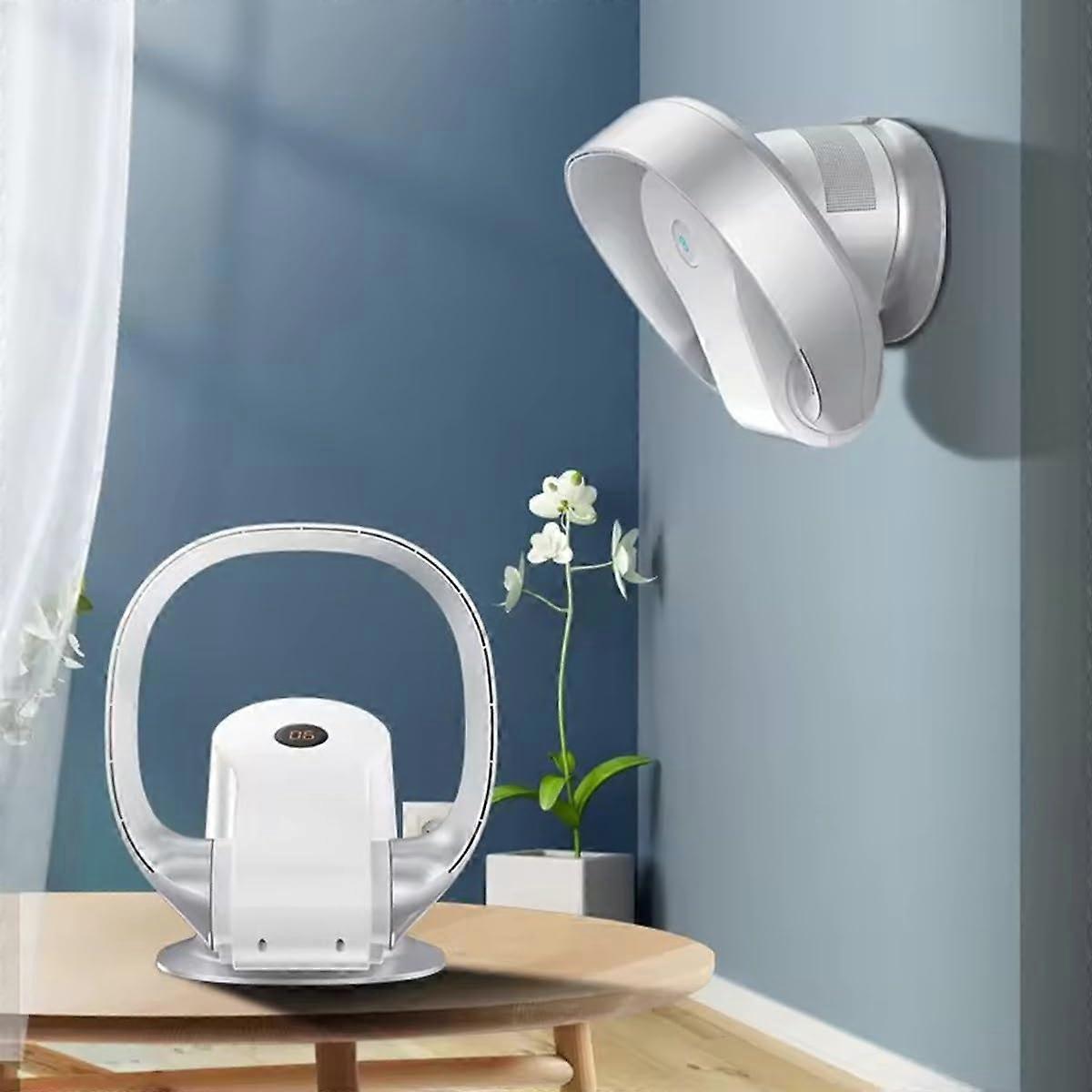 Bladeless Tower Fan Wall Mounted with Remote Control, Quiet Adjustable Speeds for Home Office White