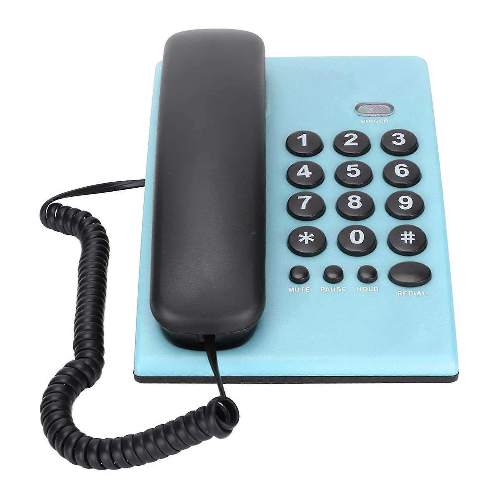 Corded Landline Phone with Battery Backup, Mute and Hold Functions for Office Hotel Blue