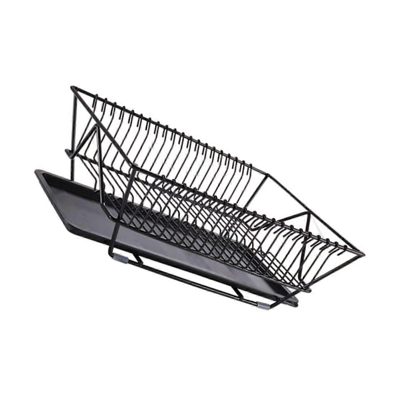 Dish Drying Rack with Removable Draining Tray, Durable Kitchen Counter Organizer for Bowls and Utensils