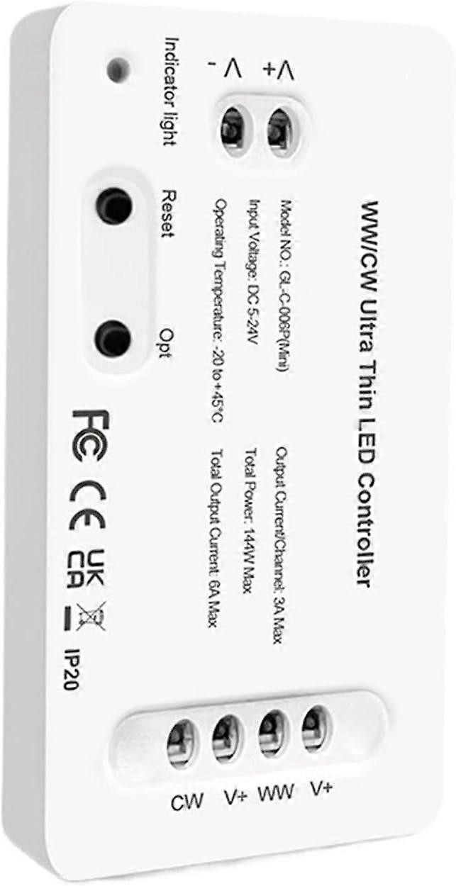 UltraThin 3.0 CCT LED Light Strip Controller Warm White Lighting, Mini Easy Control (1PC WWCW)
