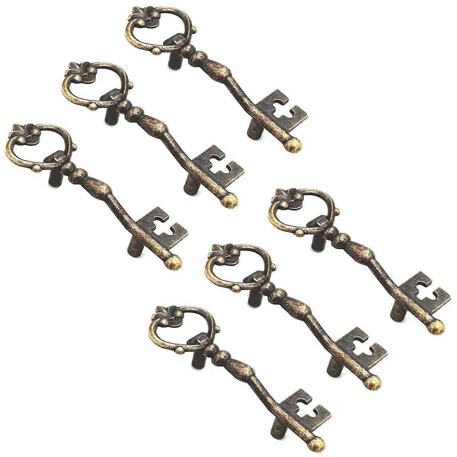 20pcs Antique Bronze Cabinet Handles Vintage Key Shape Drawer Pulls Durable Zinc Alloy Knobs