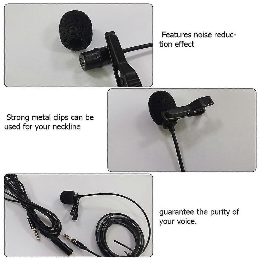 Plastic Collar Clip Microphone Multifunction Recording Mic Black 2Sets