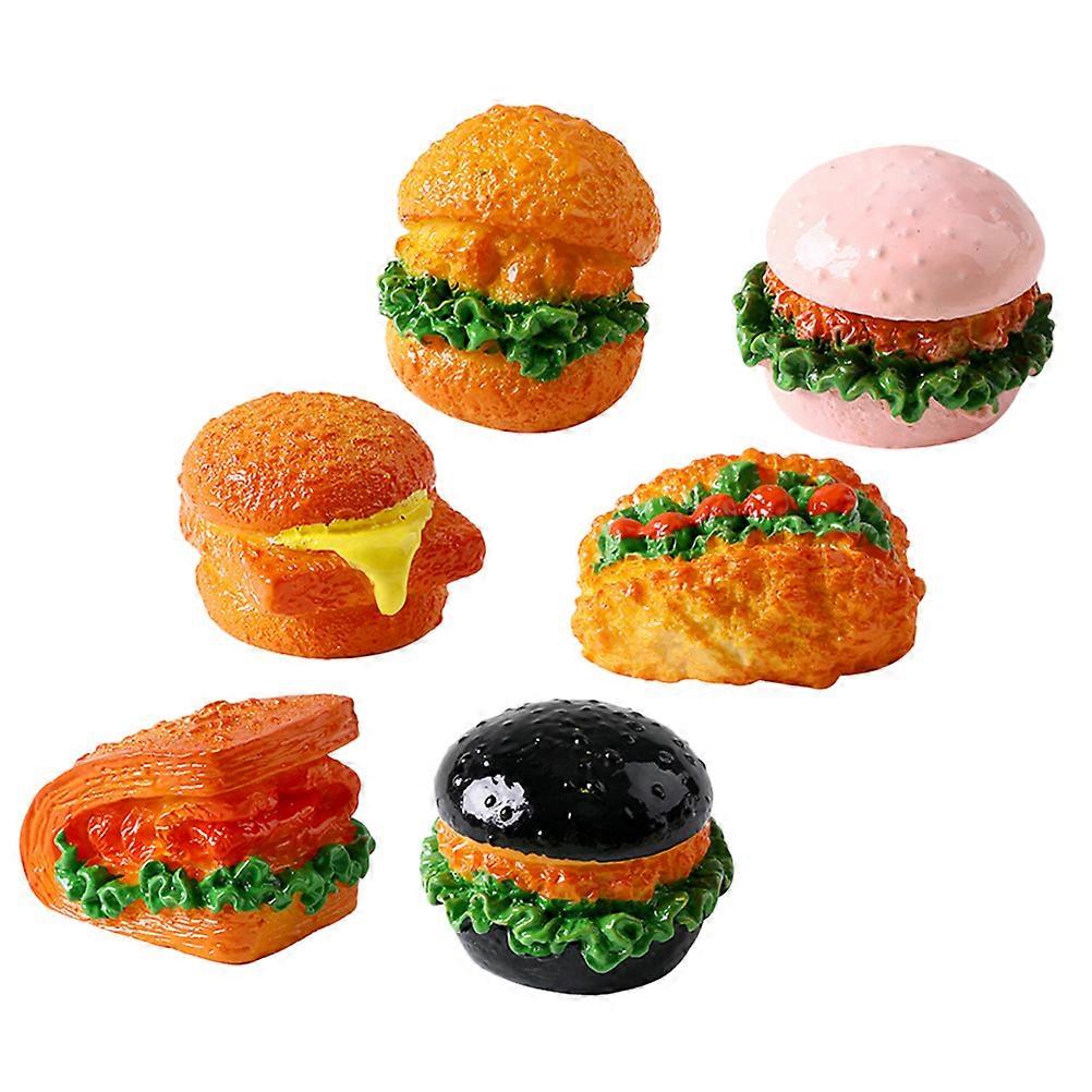 Resin Burger Model Miniature Food Model for Teaching 6Pcs Set