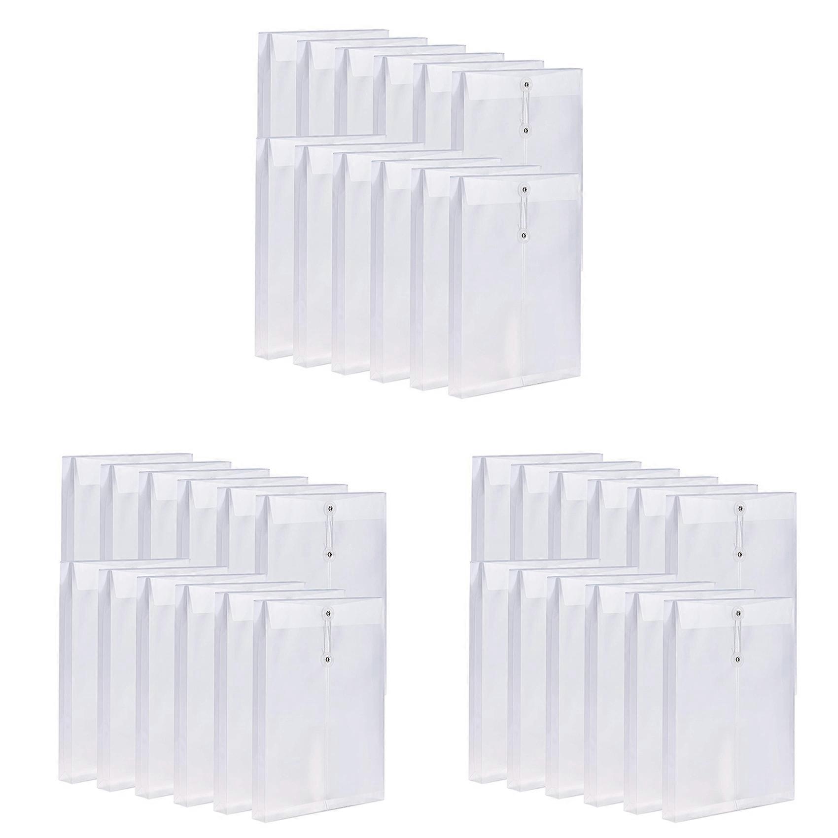 36 Pack Clear Plastic Envelopes Poly Envelopes Expandable Files Document Folders with Button & String Tie Closure A4