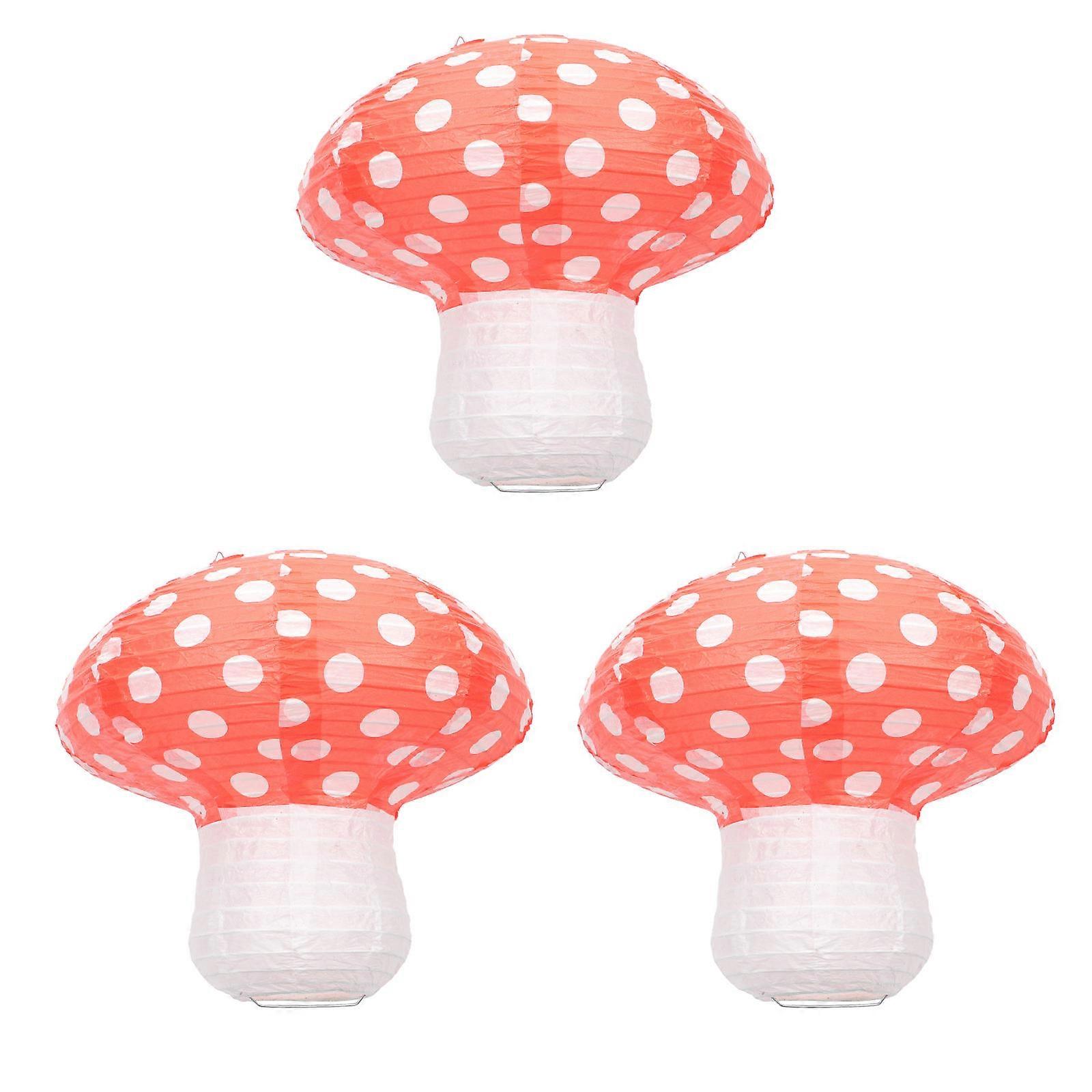 Mushroom Shape Lanterns Scene Lantern for Decoration 3Pcs Red Hanging Lanterns