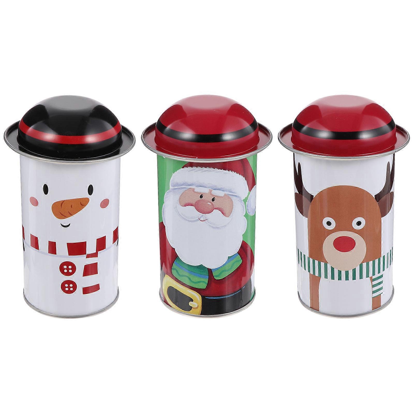 LED Light Storage Box Christmas Candy Boxes for Metal 3Pcs Packing Cases