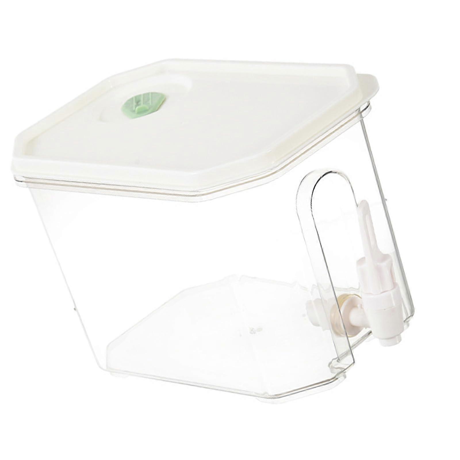 Large Capacity Refrigerator Beverage Dispenser with Tap, Leak Proof Cold Drink Container, White