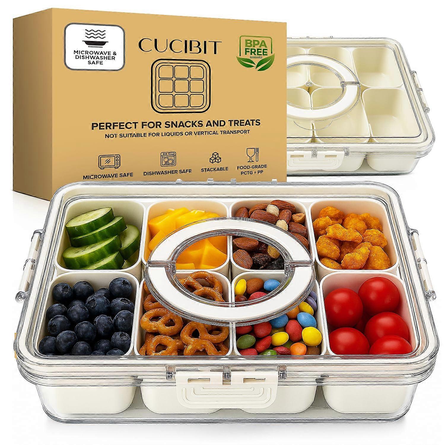 BPA  Snack Storage Container with 8 Compartments, Leakproof Microwave and Dishwasher Safe