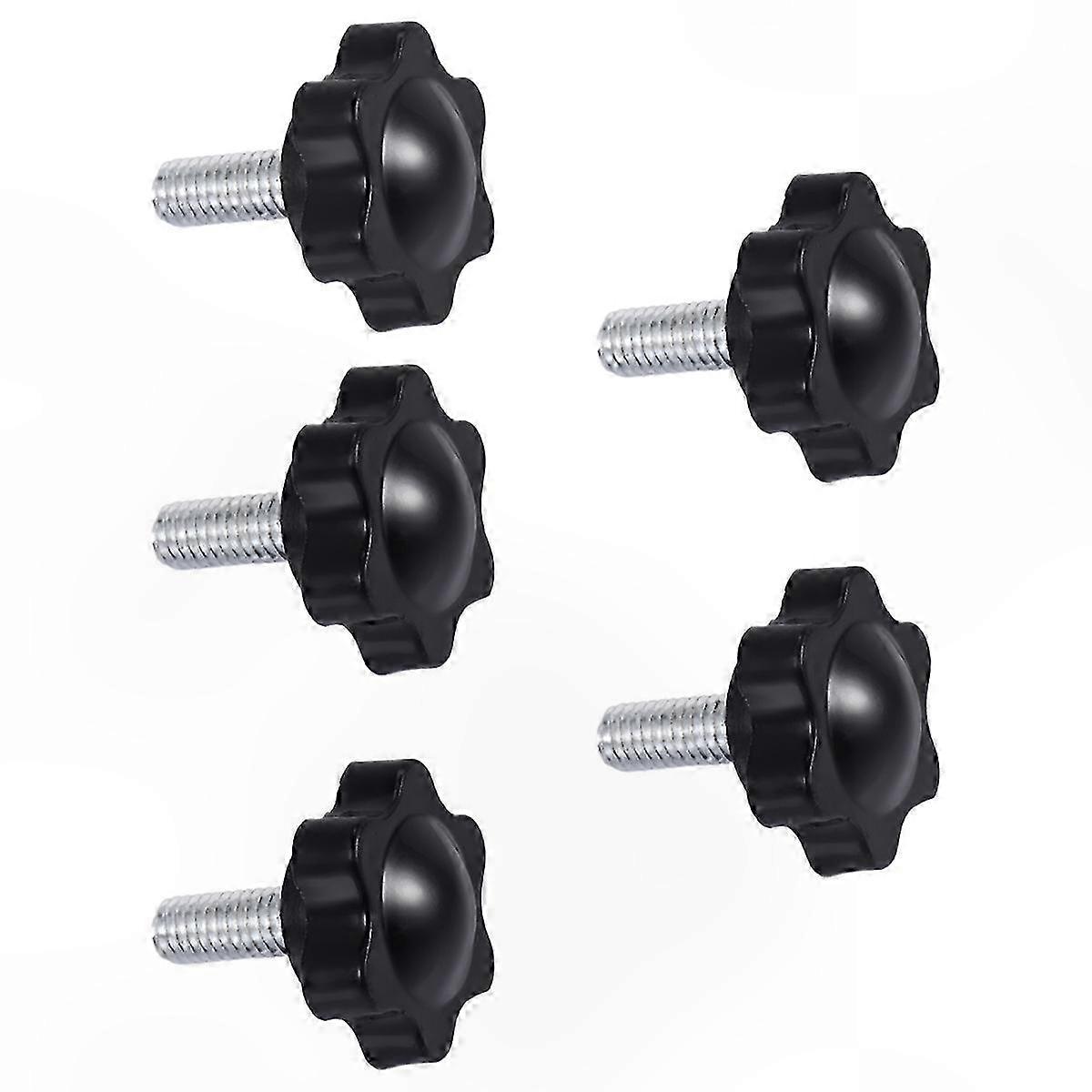 5-Pack M6 x 15mm Hex Head Clamping Knobs, 25mm Black Threaded Knobs