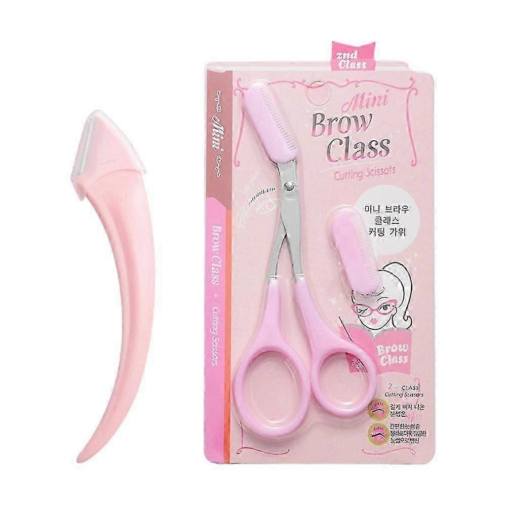 Pink Eyebrow Trimmer Set Lightweight Portable Comb And Shape Eyebrows Eyelashes