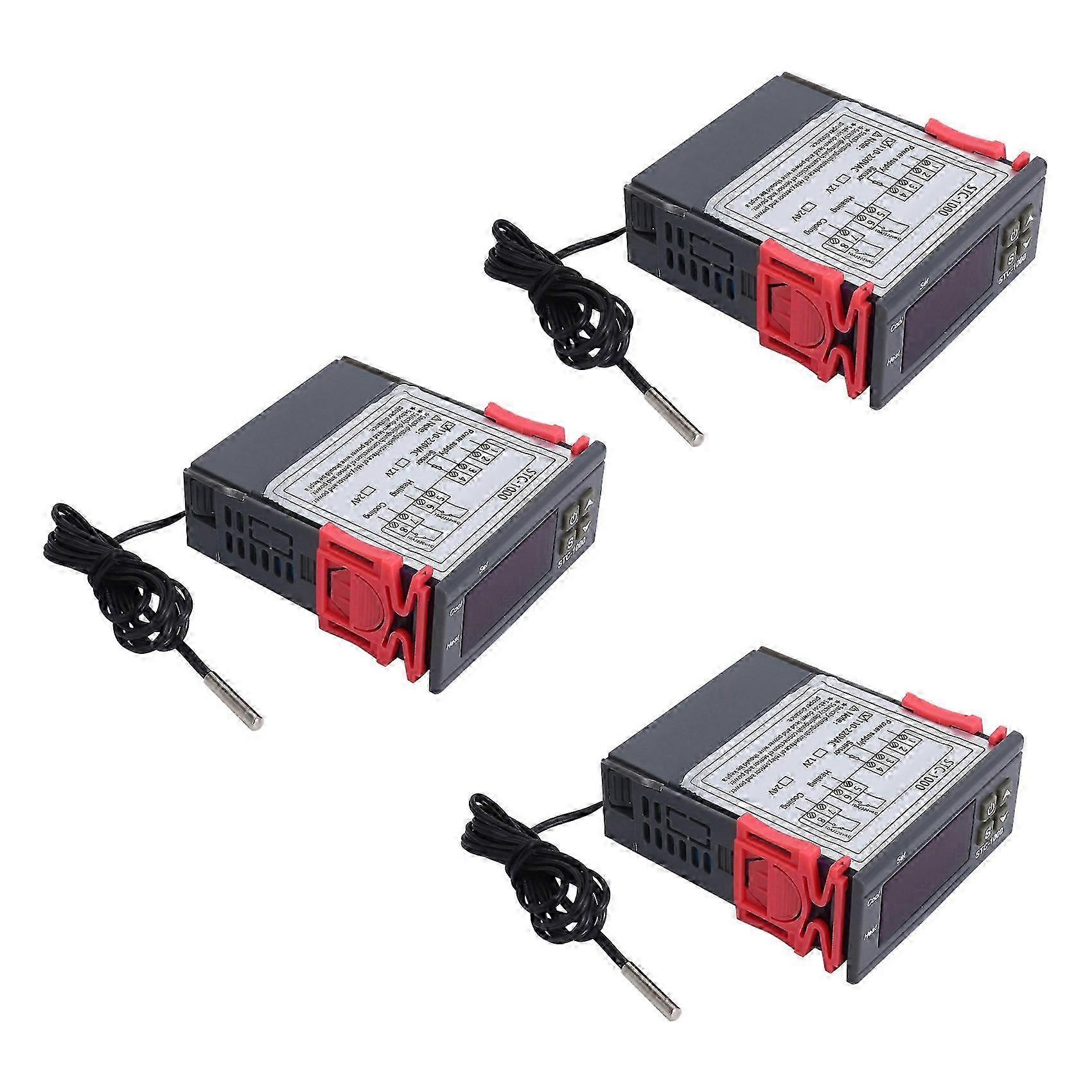 3X 220V/-/1000 Digital Temperature Controller Thermostat with