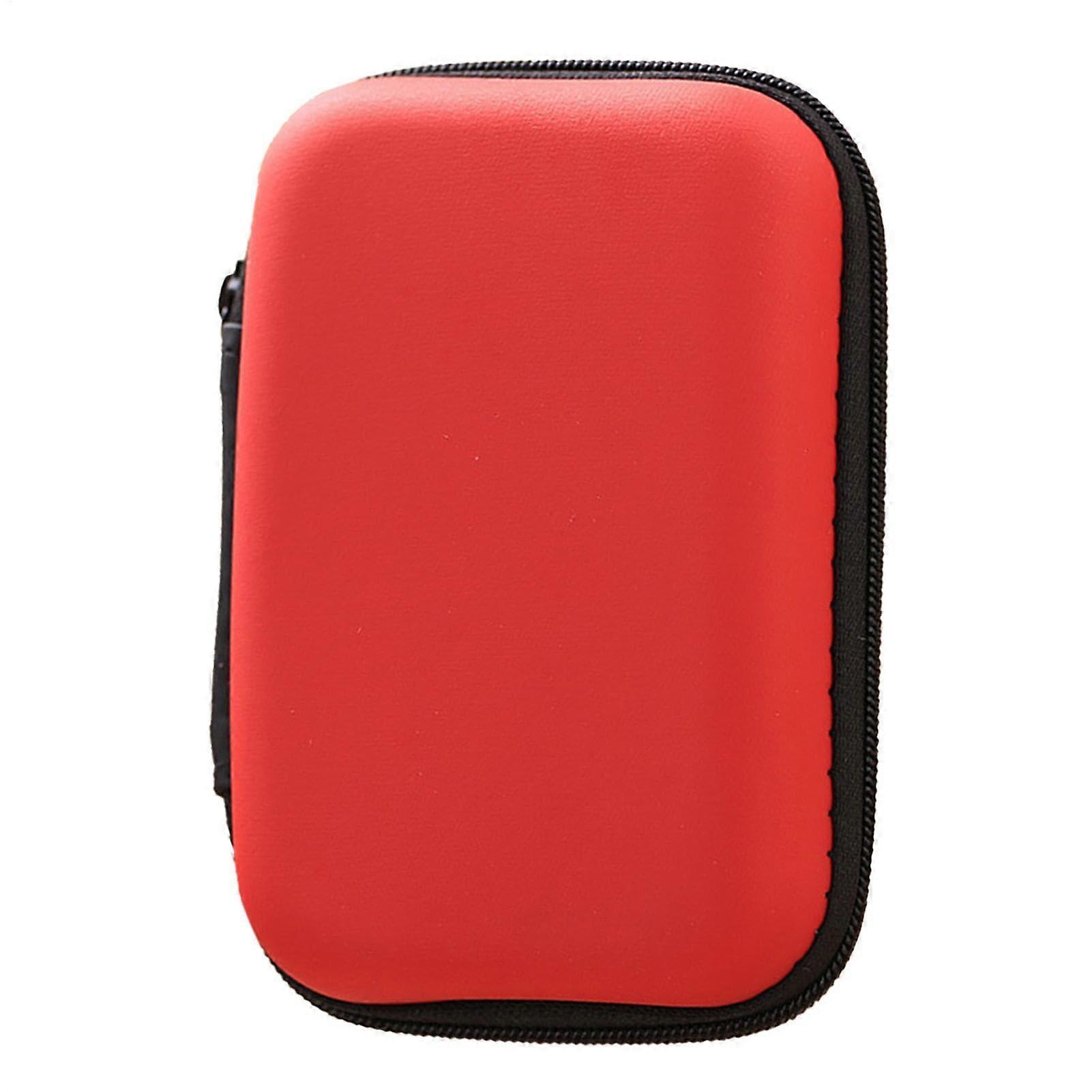 Electronics Organizer PU Leather Travel Tech Accessories Bag with Dual Layer Protection, Red