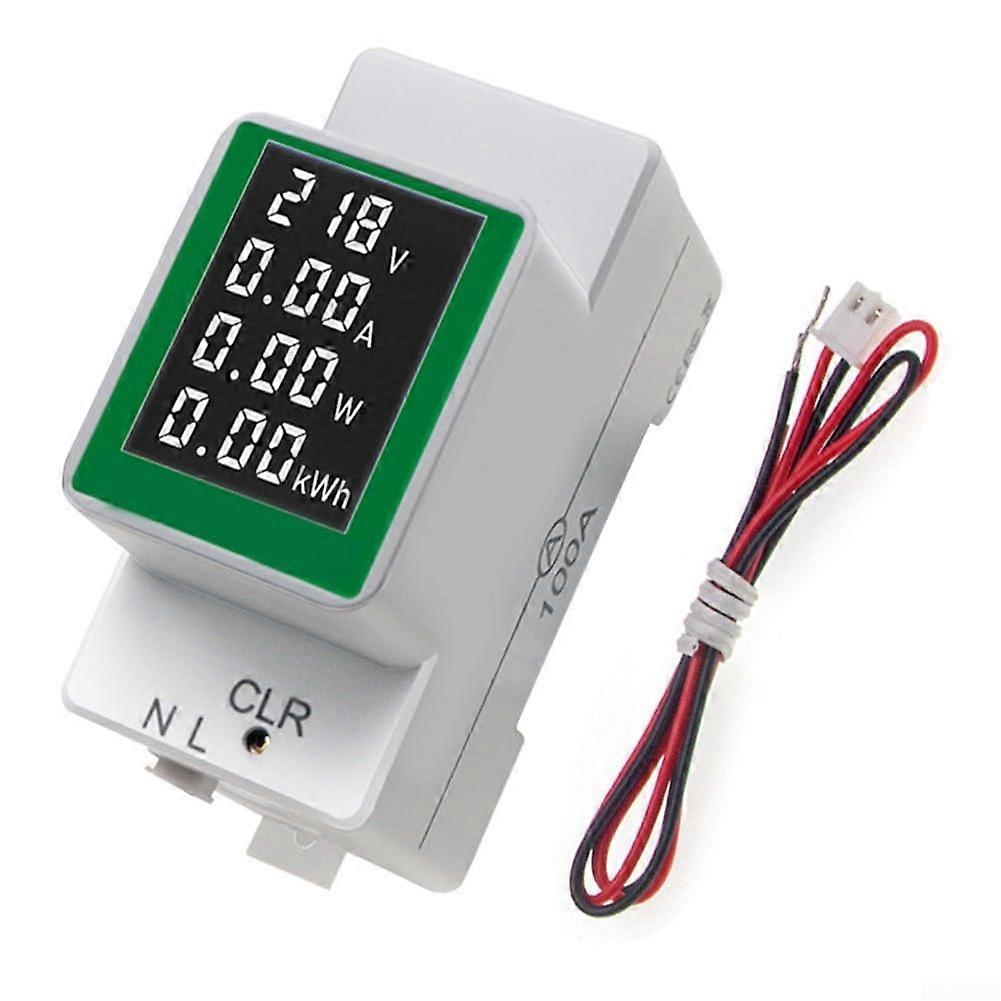 Digital Power Meter Rail Mount with Backlight Multifunction Display and Energy Reset  White