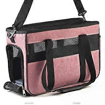 Cat Carrier SoftSided Collapsible Pet Travel Bag with Mesh Ventilation and Double Zipper Pink Small