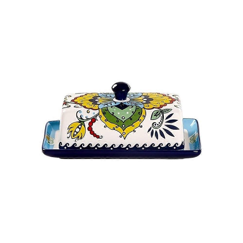 Ceramic Butter Dish with Lid, FreshSealing Butter Storage Container for Countertop Kitchen Use