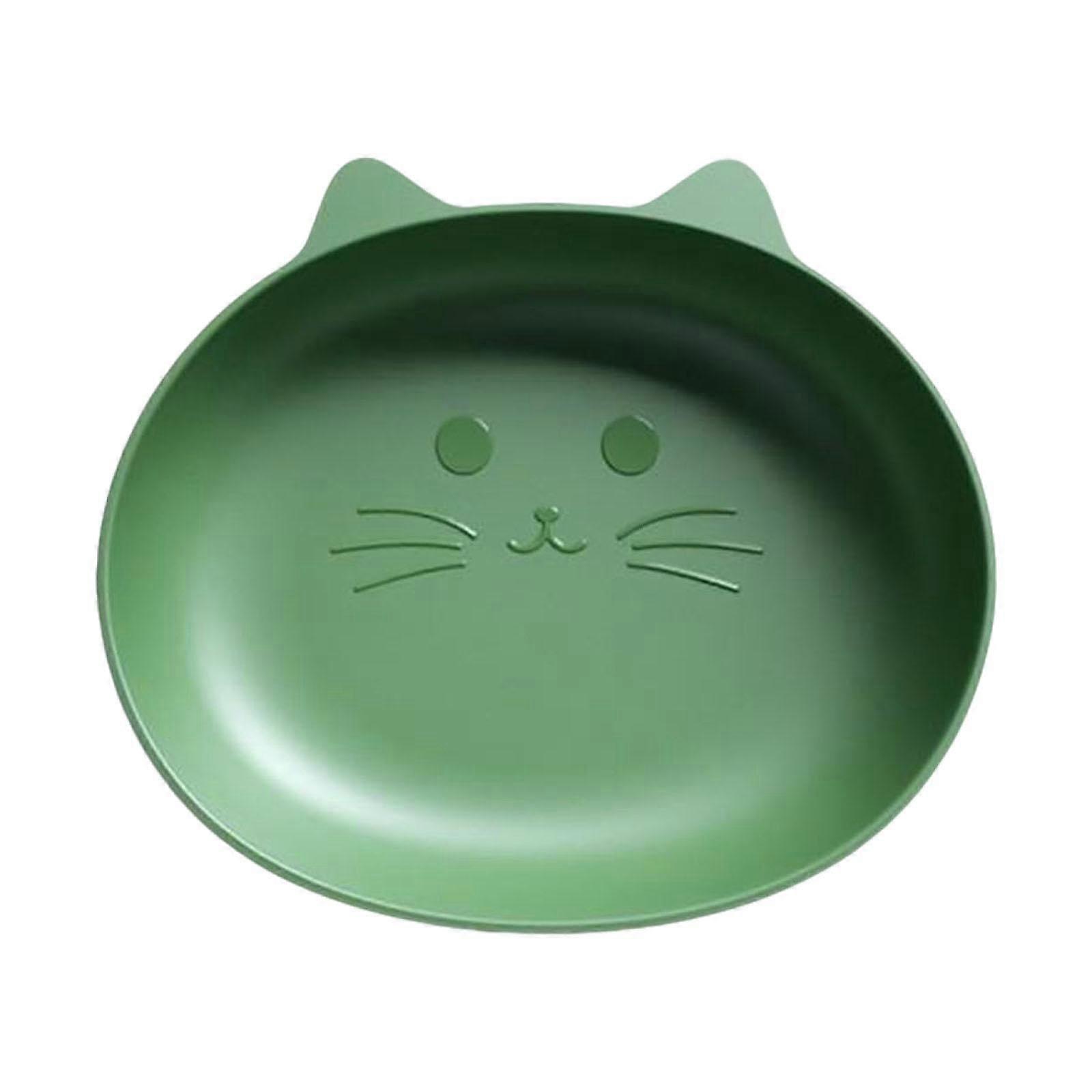 Cat Shape Serving Tray Cute Appetizer Plate MultiUse Cartoon Dish for Parties Green
