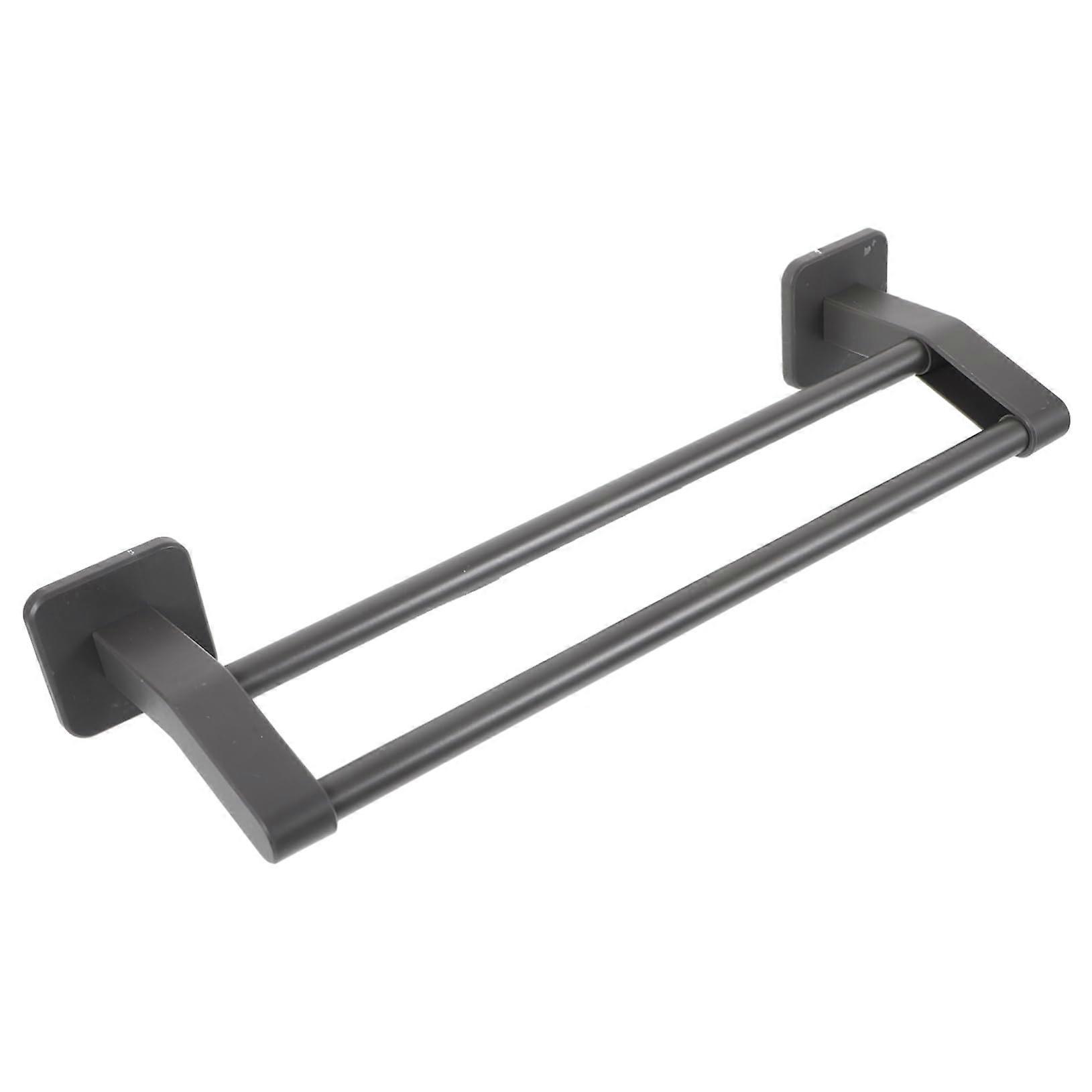 No Drill Bathroom Towel Rack Organizer, Wall Mounted Double Pole Holder for Space Saving Storage