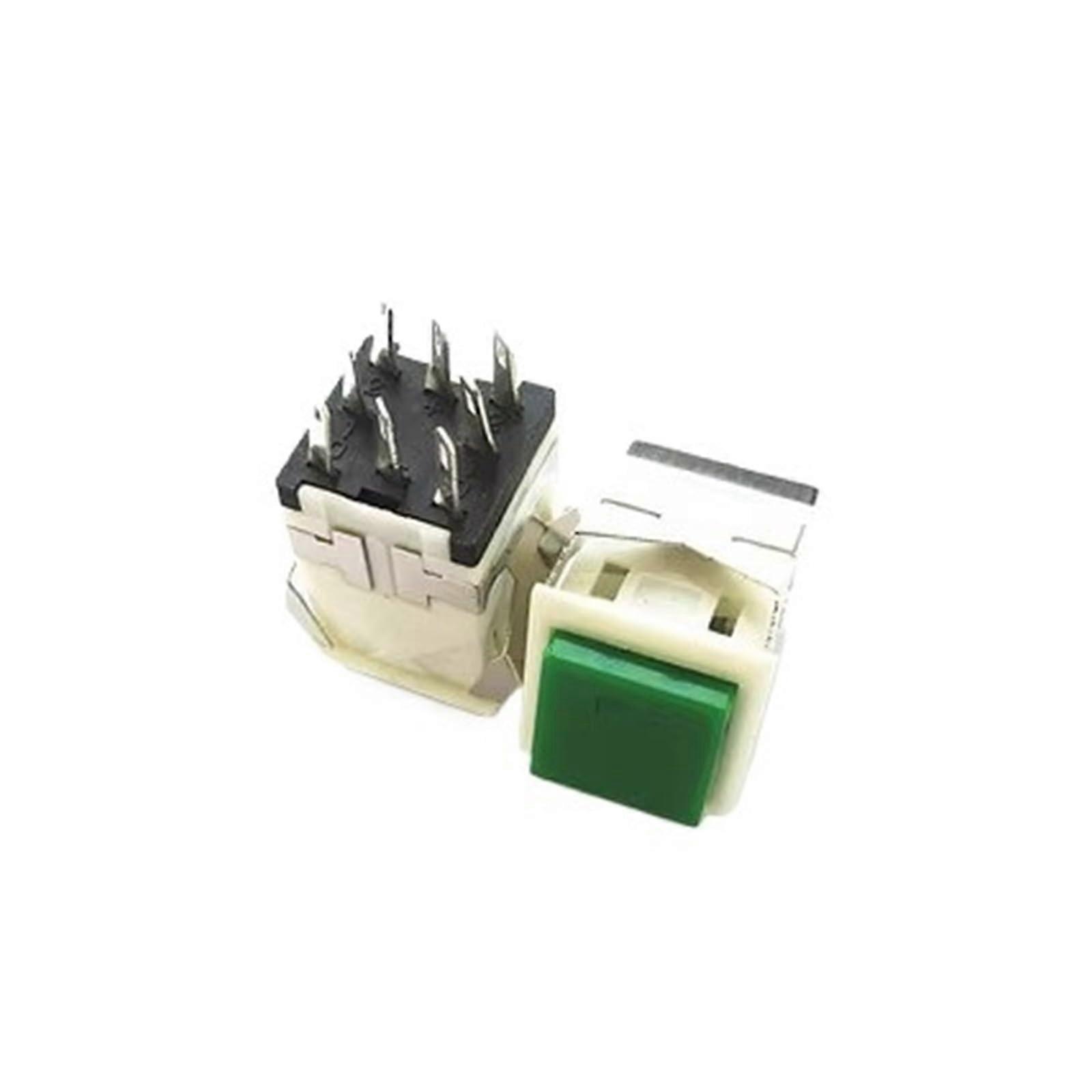 17mm Square Push Button Switch KD221 Green LED Lockable 3V 8Pin