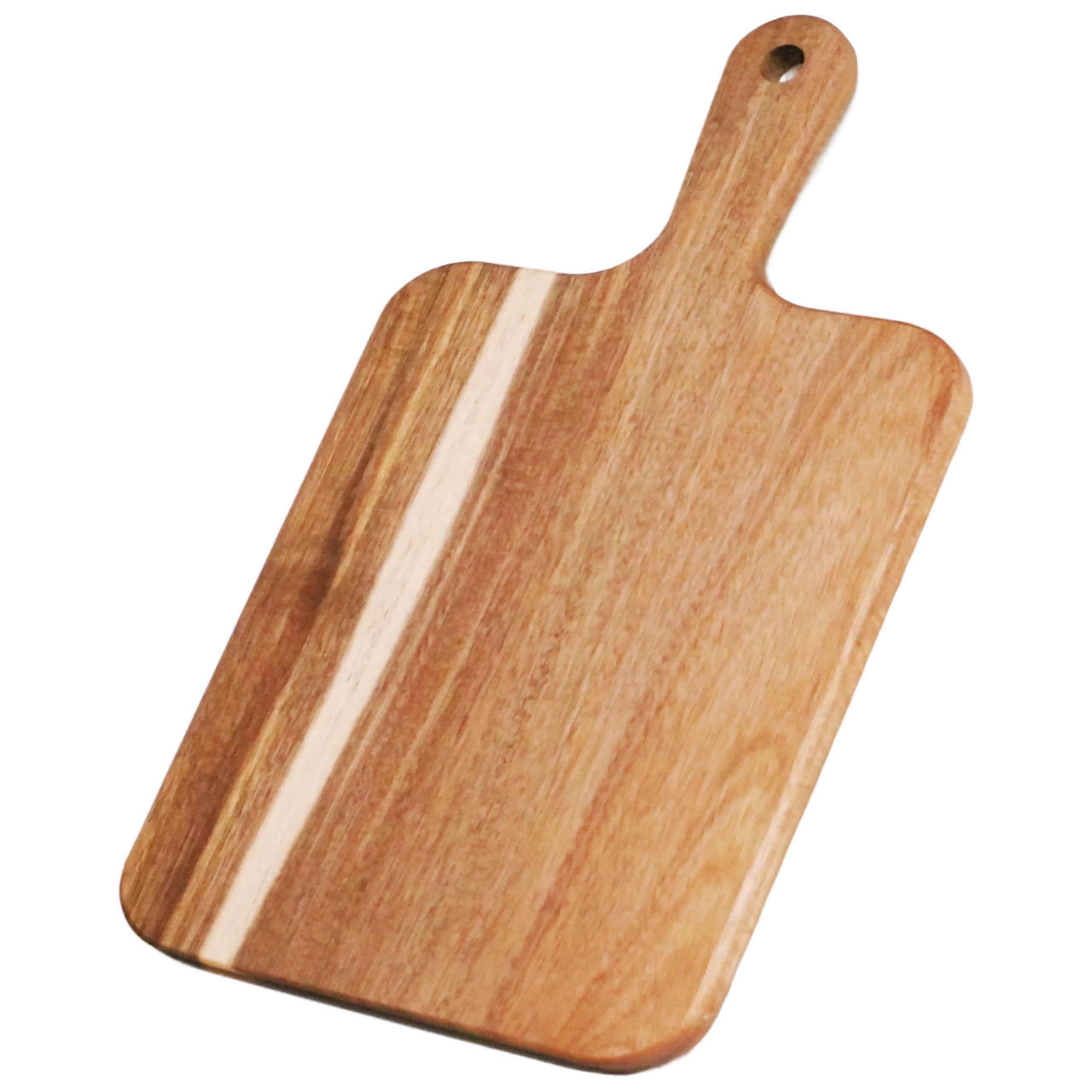 Acacia Wood Cutting Board with Handle, Large Rectangular Charcuterie and Cheese Serving Board