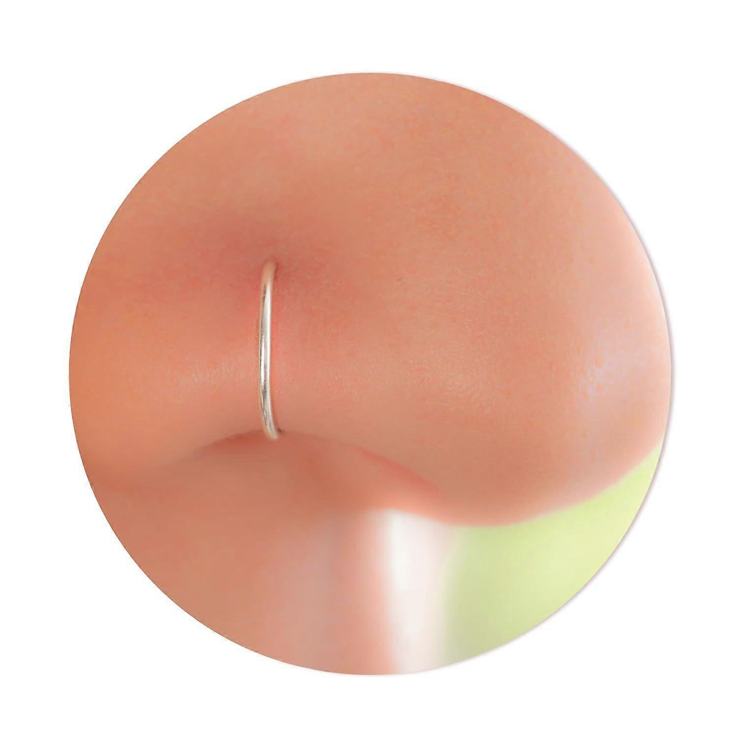 Thin Sterling Silver Nose Ring - 22 Gauge Tiny Handmade Nose Hoop Ring Silver