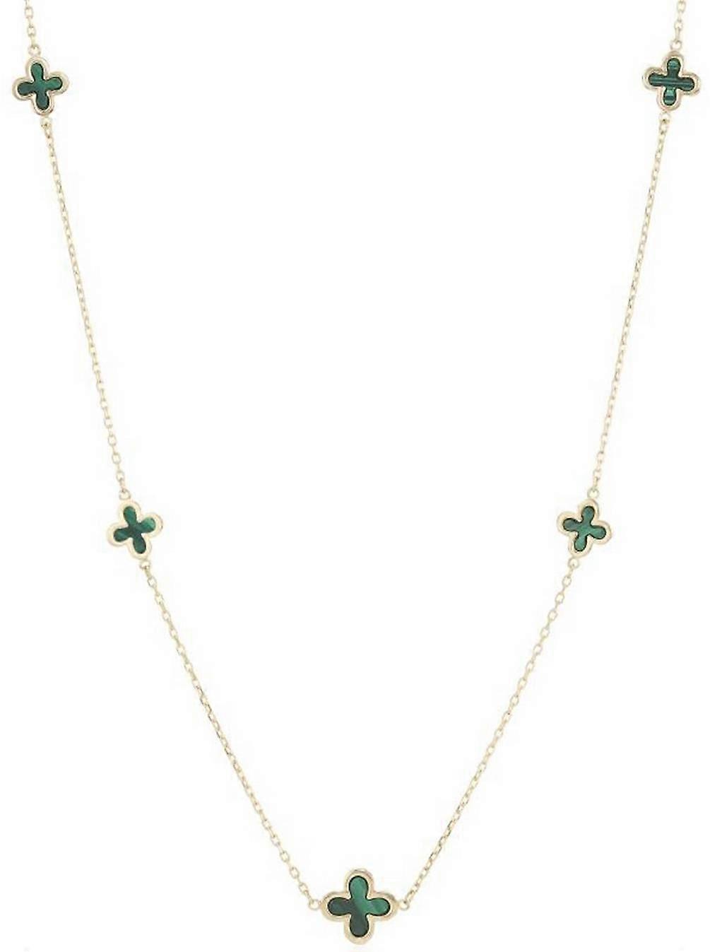 Mark Milton Five Malachite Flower Necklace - Yellow Gold/Green