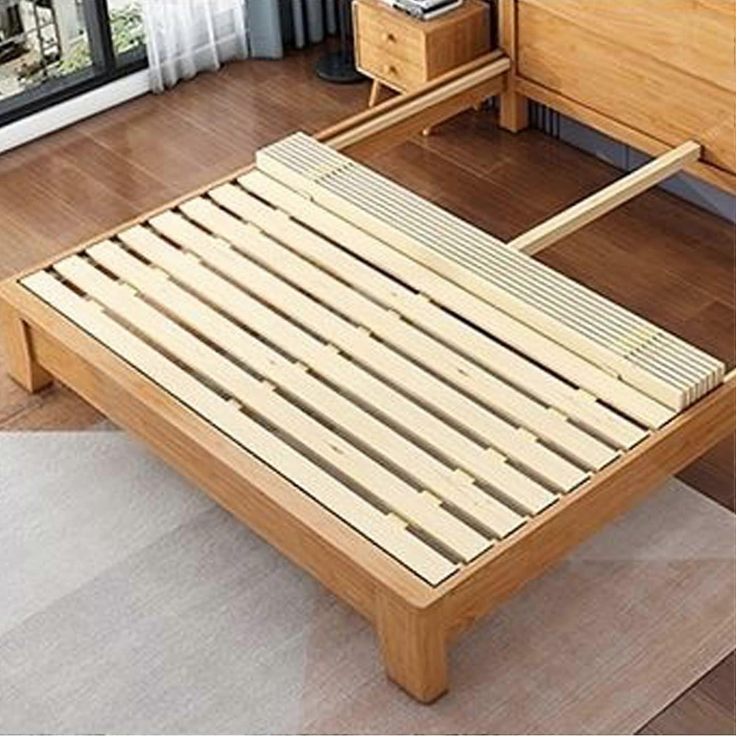 Solid Wood Bed Slats for Heavy Duty Support, Foldable Pine Board Base 39x59in for Mattress
