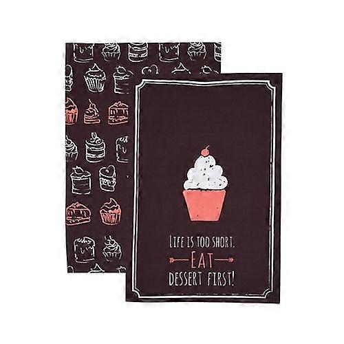 Tea Towels: 2 x Cupcake, Black