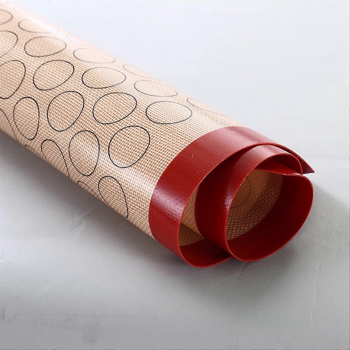 2Pcs Silicone Macaron Baking Mat - for Bake Pans Cookie Making (Red)