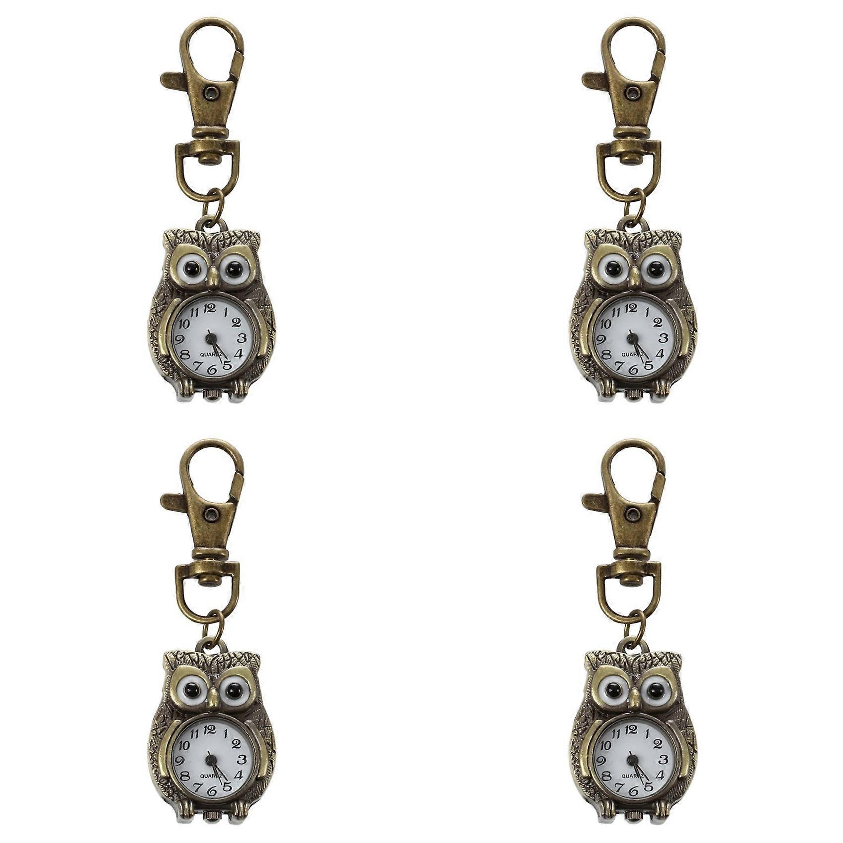 4X Keychain Clock Keyring Owl Shape 37X24Mm