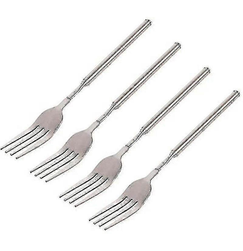 4 Pcs Telescopic Fork Extendable Long Handle Fork Barbecue Toasting Dinner
