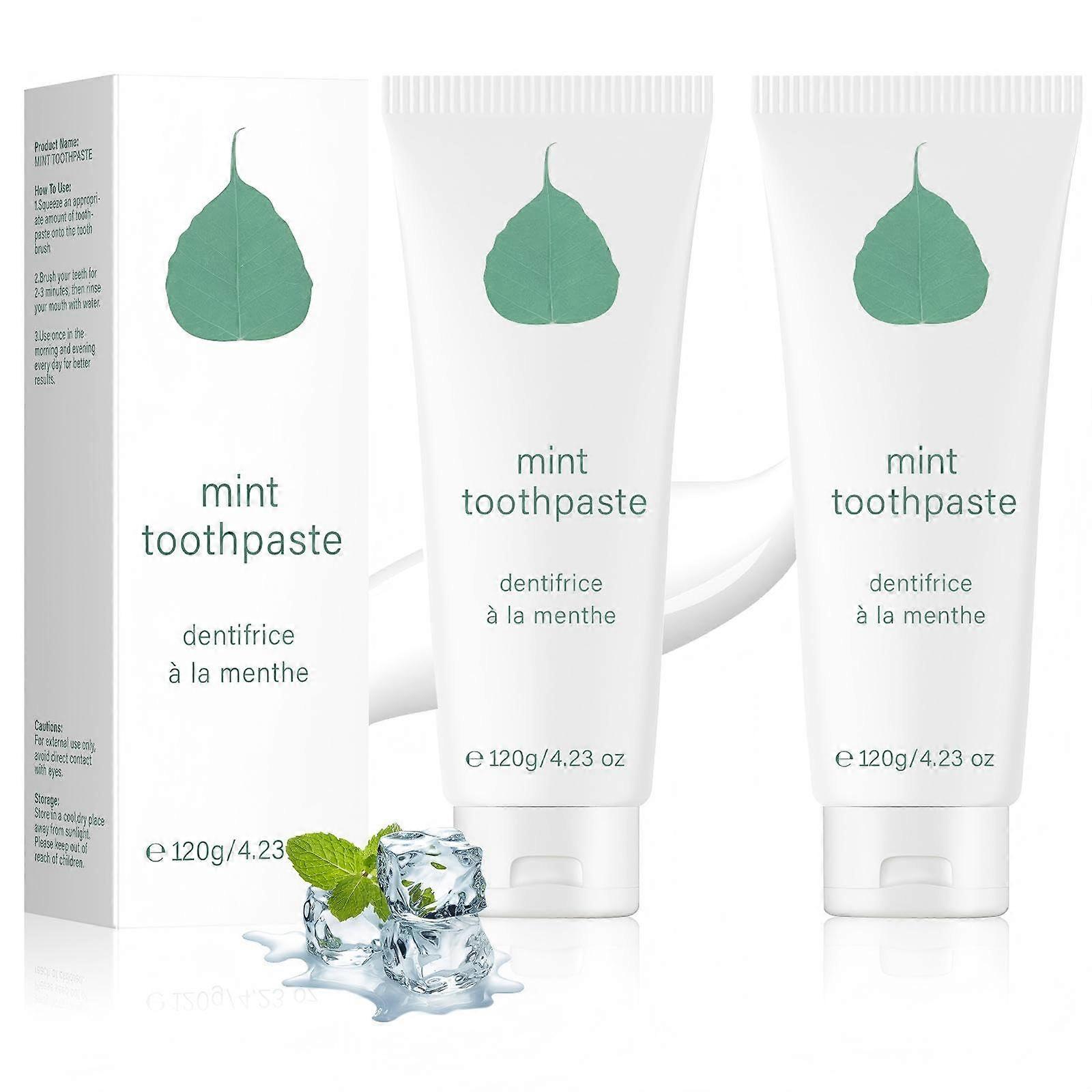 Mint Toothpaste Set 2 Pack  All Natural Fluoride  for Sensitive Teeth, Fresher Breath, Happier Gums