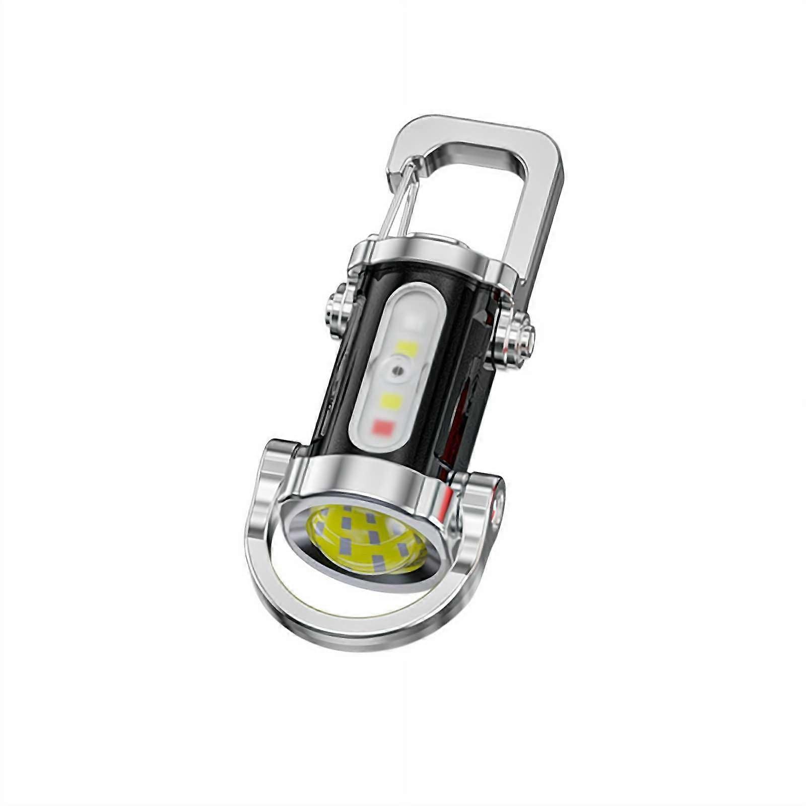 Mini Keychain Flashlight USB Rechargeable LED Pocket Torch Black for Hiking and Emergency Use