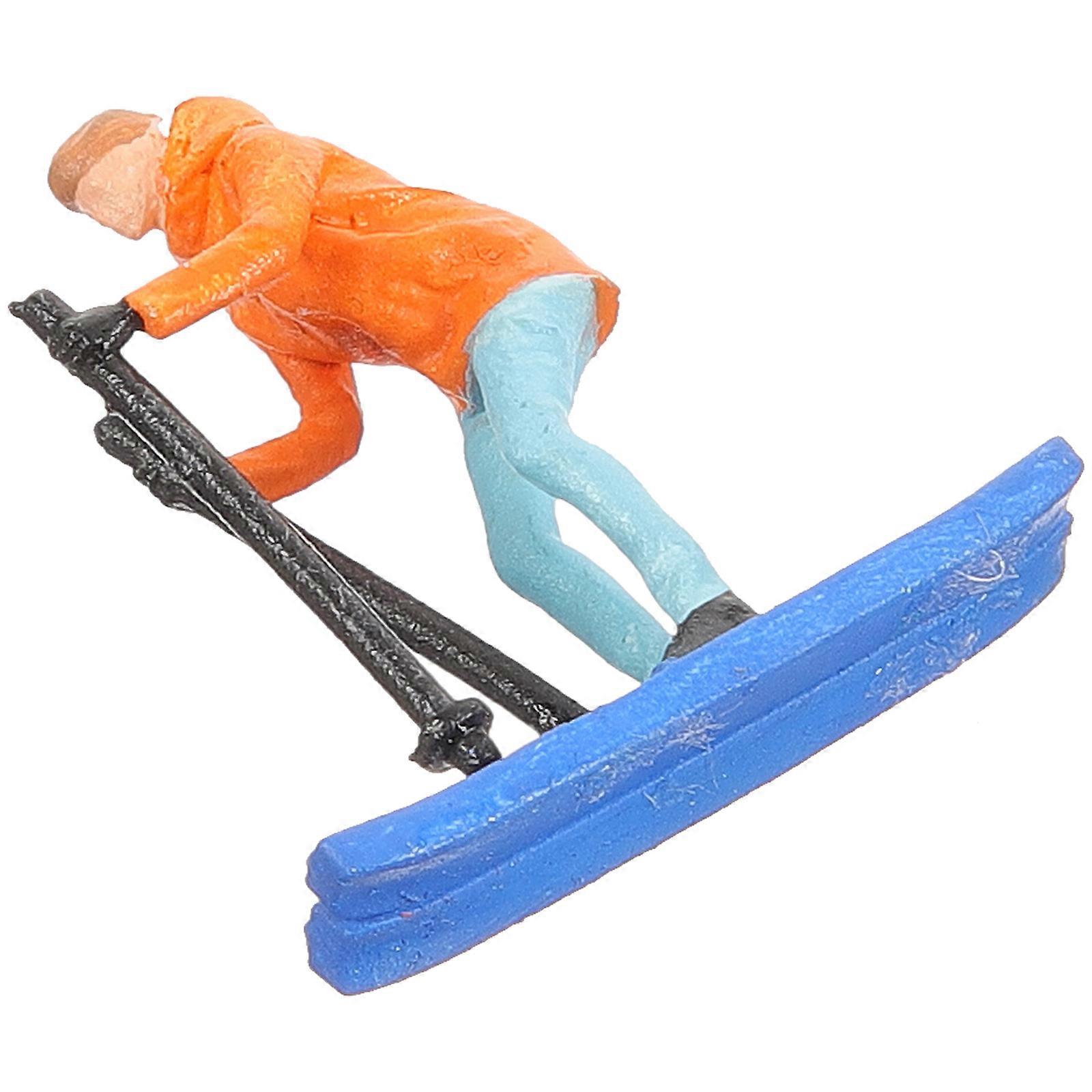 Mini Skiing People Model Tiny People Figures Resin Material Landscape Decor 1:64 Scale 1Set