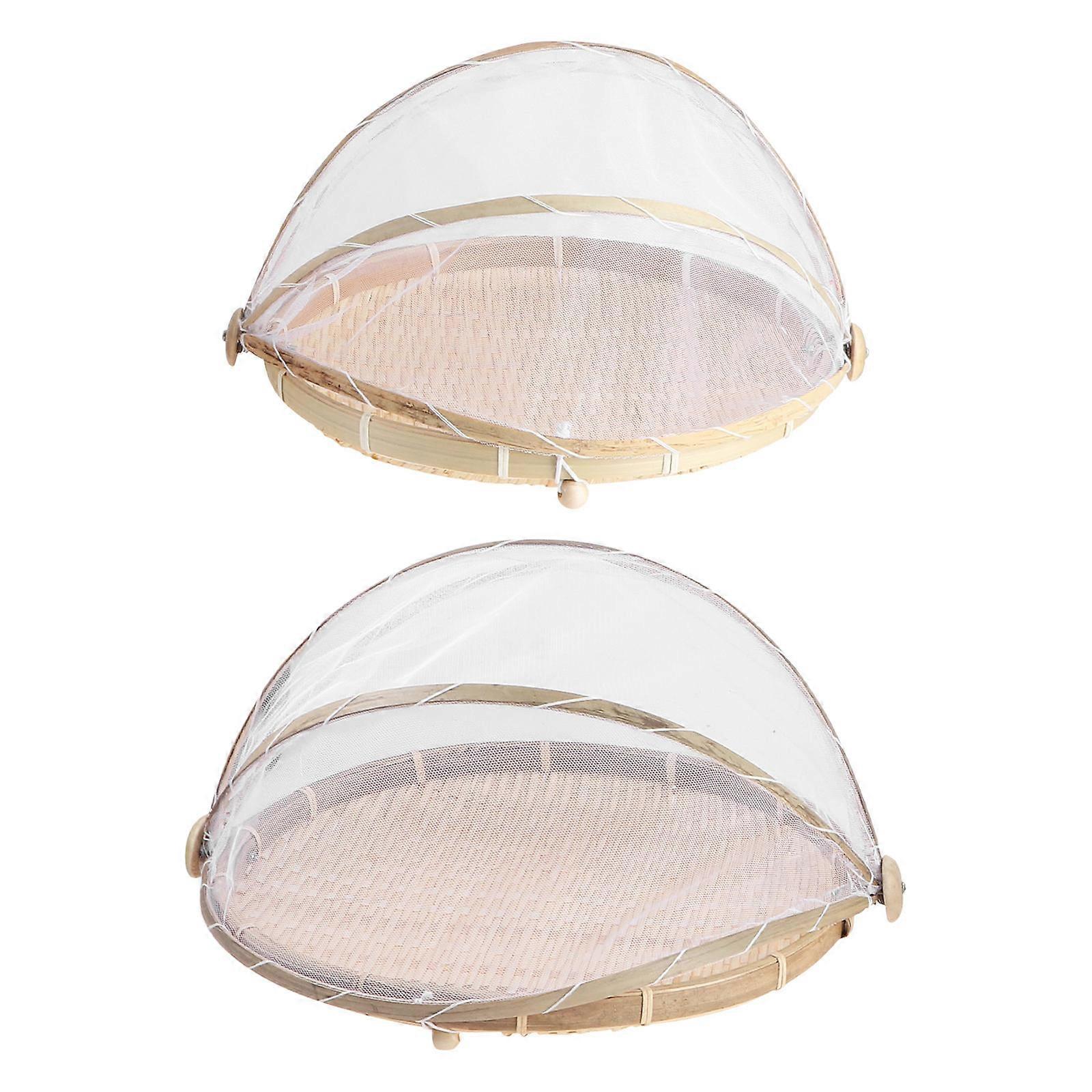 Household Storage Basket for Storage Use 2Pcs Bamboo Steamed Bread Basket